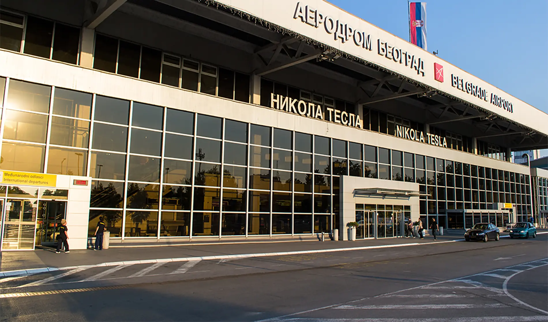 Road from Belgrade Nikola Tesla Airport to the city center