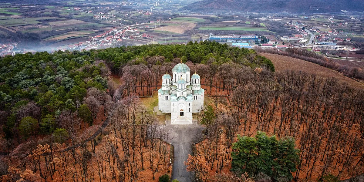 Oplenac day trip from Belgrade, the Church of St George mausoleum on the hill above Topola