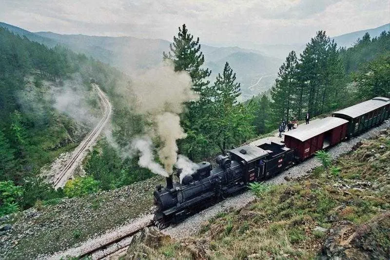 Sargan Eight day trip from Belgrade, the narrow gauge steam train climbing through the hills